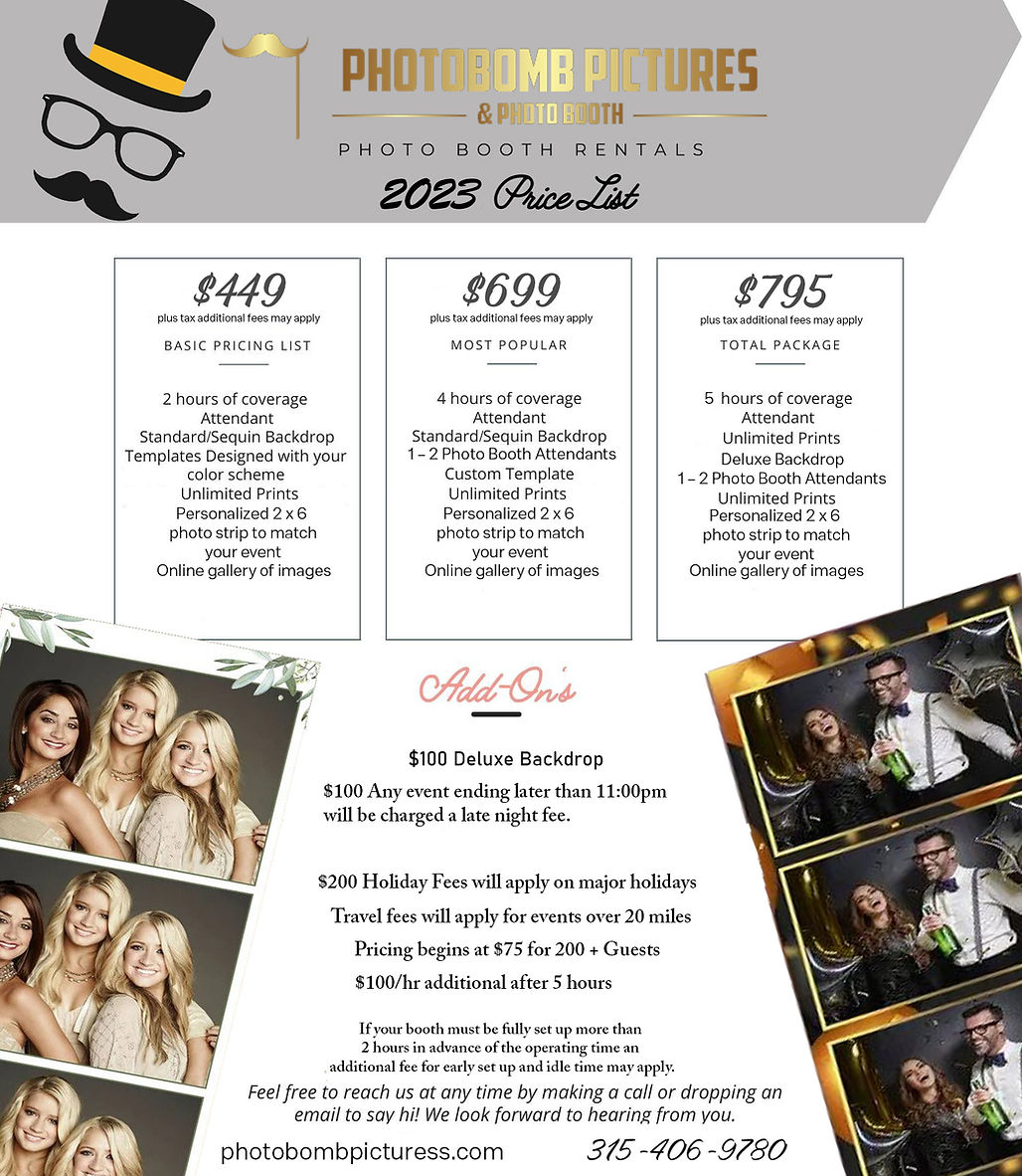 What's the right per-event price for a 4-hour photo booth rental, and what add-ons drive t
